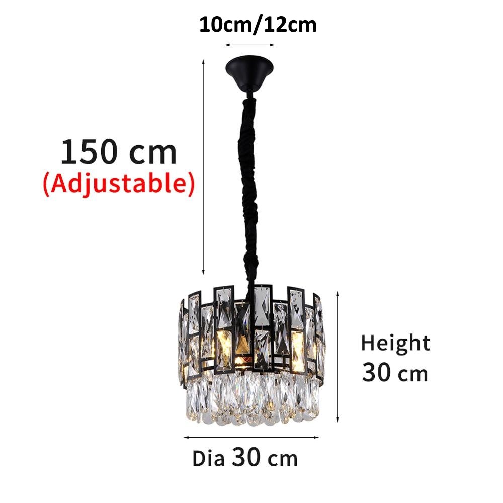 Modern Crystal Chandelier For Living Room Dining Room Black Light Round Lustre Led Chandeliers