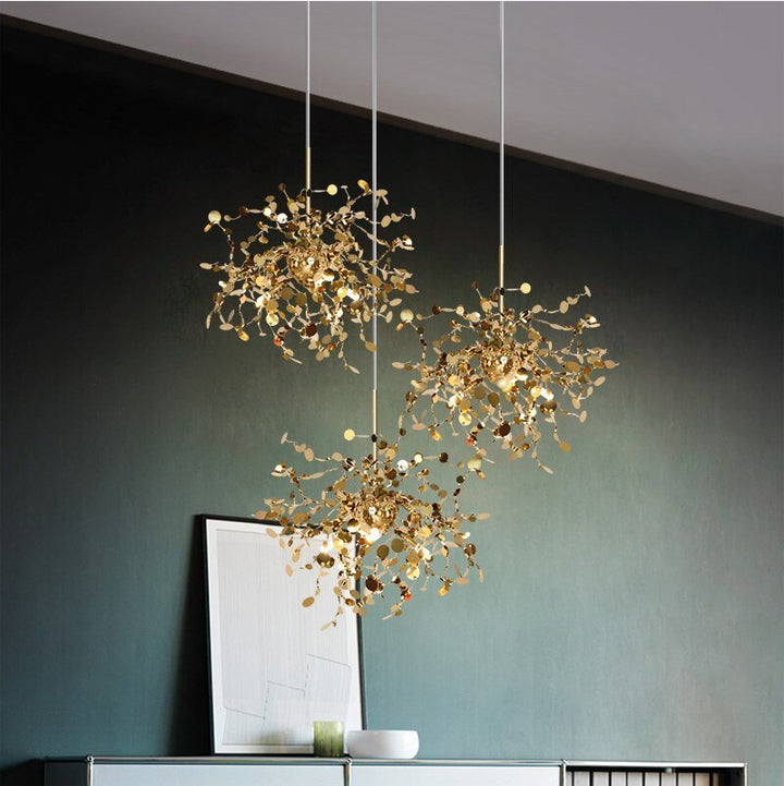 Modern Gold Pendant Lights Led Hanging Lamp For Dining Room Kitchen Lighting Fixtures Home Art Decor Suspension Round Shape
