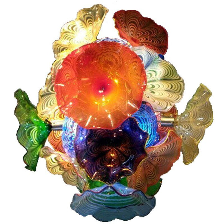 Lámpara moderna de cristal soplado de Murano Arte Luz Flor Placas Lámpara Hogar Salón Decoración