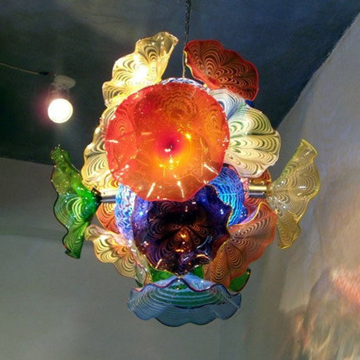 Lámpara moderna de cristal soplado de Murano Arte Luz Flor Placas Lámpara Hogar Salón Decoración