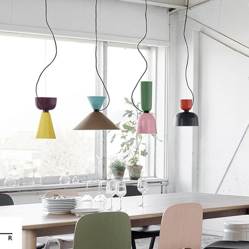 Modern LED Colorful Pendant Light Kitchen Island Suspension Lamp Dining Table Hanging Lamp Macaroon Loft Kitchen Lamp