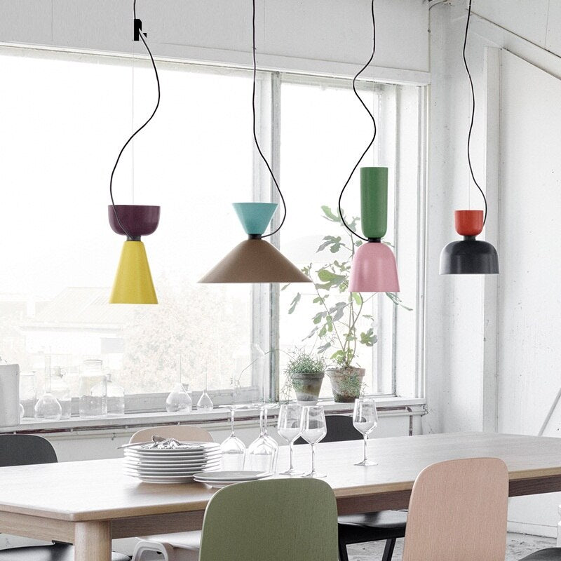 Modern LED Colorful Pendant Light Kitchen Island Suspension Lamp Dining Table Hanging Lamp Macaroon Loft Kitchen Lamp