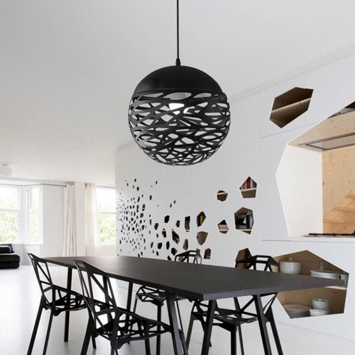 Modern Led Pendant Lamp White Black Painting Metal Pendant Light For Stair Dinning Living Room Hanging Lighting