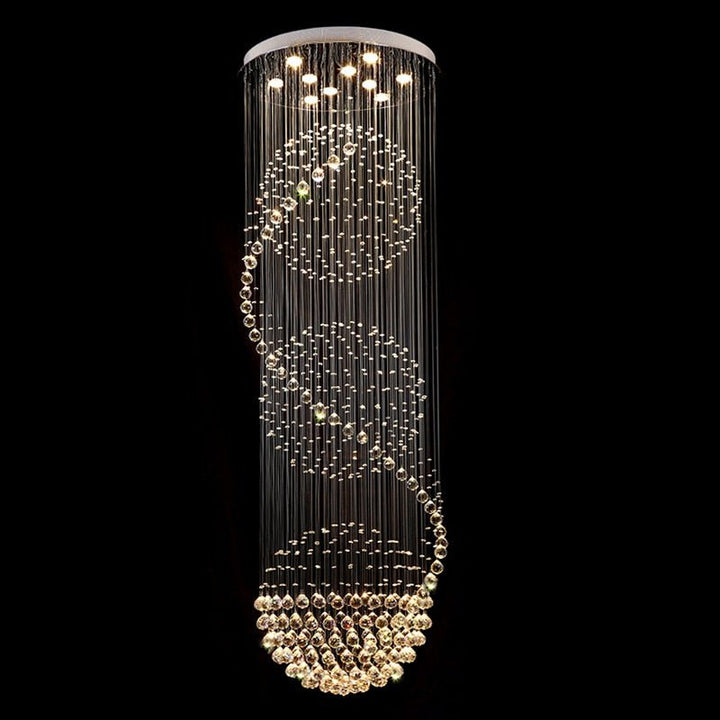 Modern Long LED Spiral Living Crystal Chandeliers Lighting Fixture For Staircase Lamp Hotel Hall - ATY Home Decor