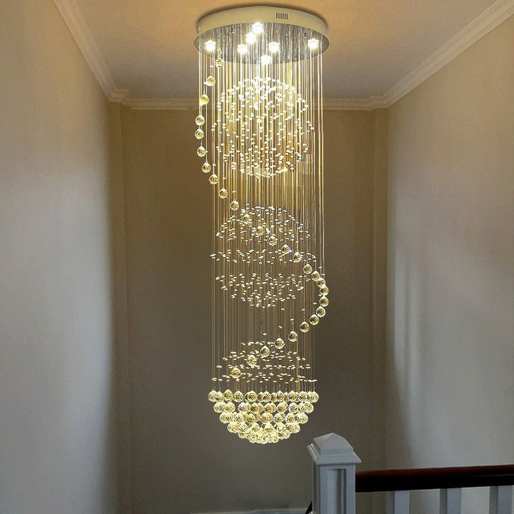 Modern Long LED Spiral Living Crystal Chandeliers Lighting Fixture For Staircase Lamp Hotel Hall - ATY Home Decor