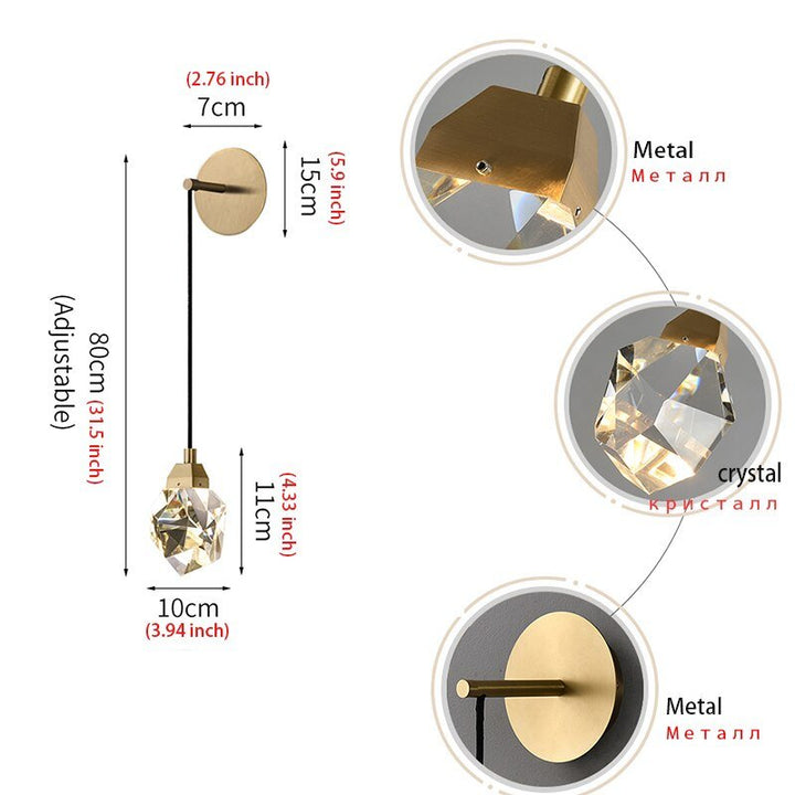 Modern Minimalist Crystal Wall Lamp Living Room Bedroom Bedsize Diamond Design Wall Light Sconces