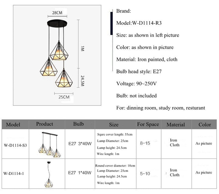 Modern Pendant Lamp Light Iron Frame Pendant Lights for Kitchen Island Dining Room Home Decoration Luminaire