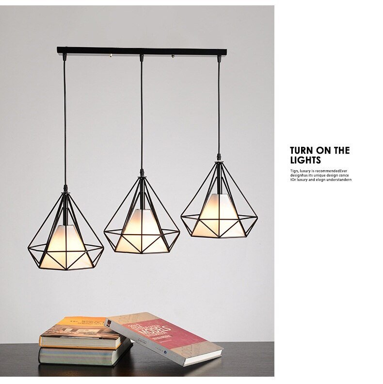 Modern Pendant Lamp Light Iron Frame Pendant Lights for Kitchen Island Dining Room Home Decoration Luminaire