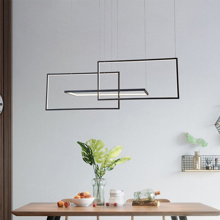 Modern Rectangle Chandeliers Led Pendant Lights Living Dining Room Kitchen Stair - ATY Home Decor