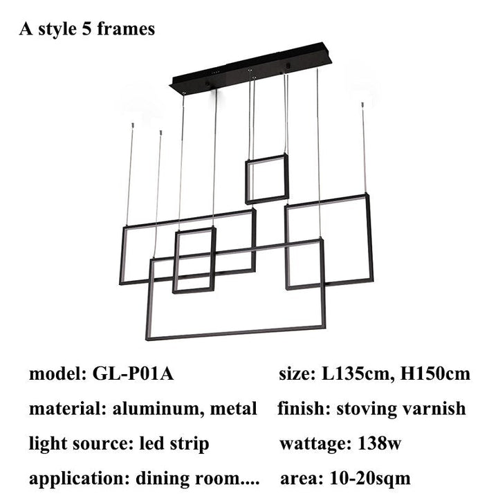 Modern Rectangle Chandeliers Led Pendant Lights Living Dining Room Kitchen Stair - ATY Home Decor