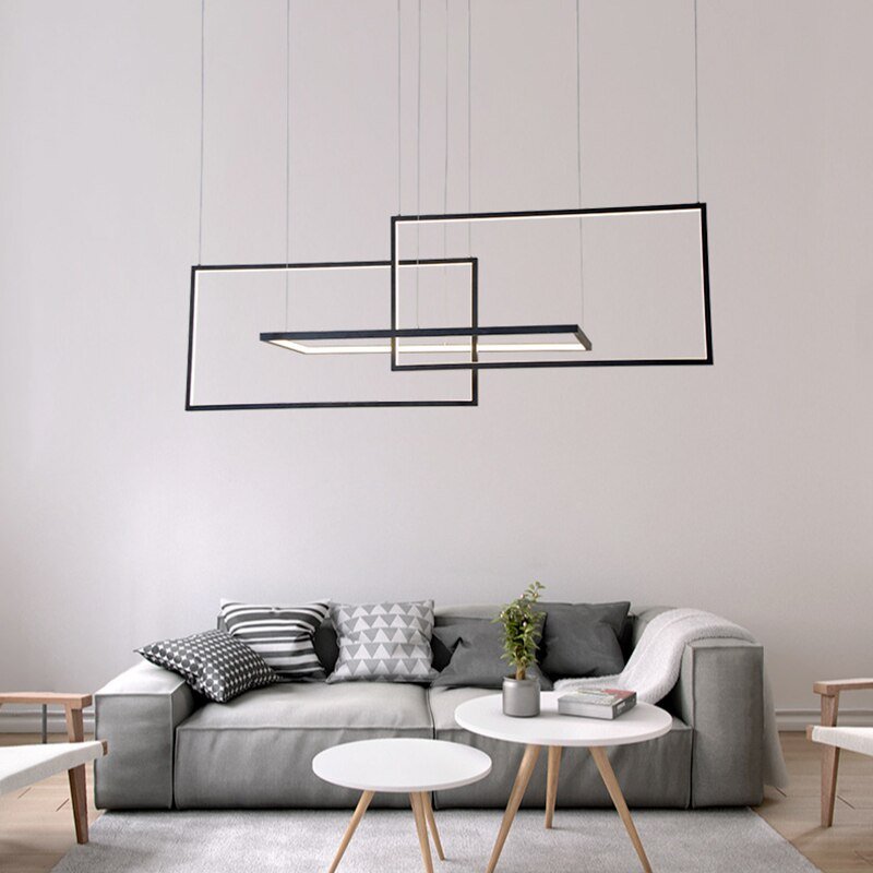 Modern Rectangle Chandeliers Led Pendant Lights Living Dining Room Kitchen Stair - ATY Home Decor