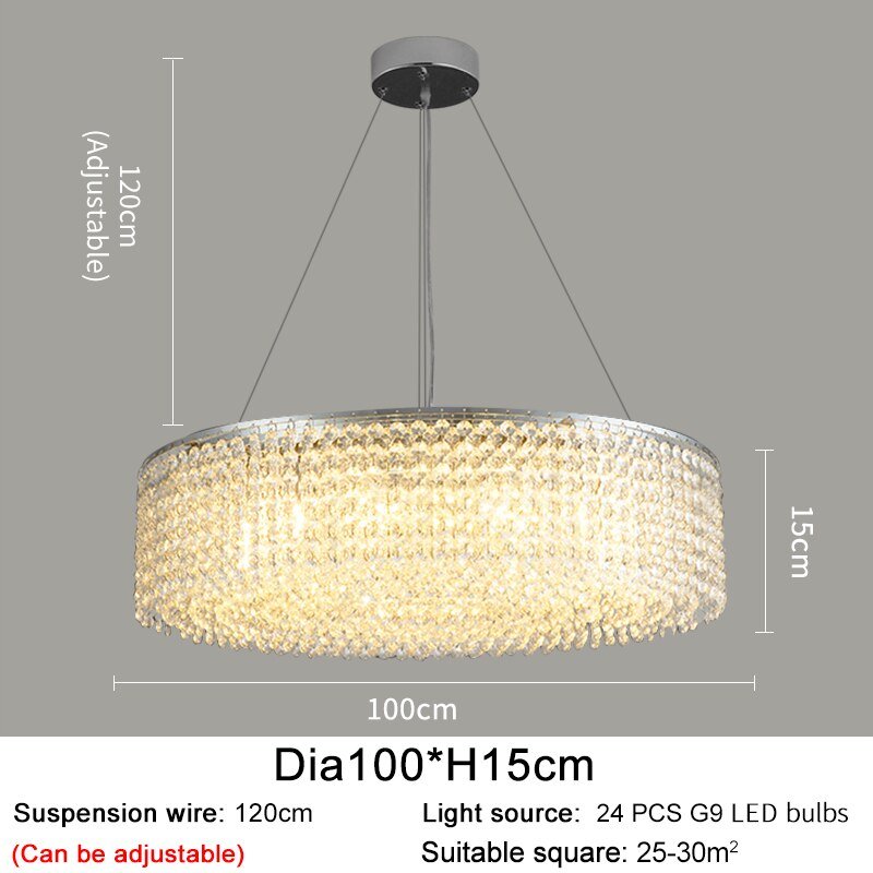 Modern Round Crystal Chandelier For Living Room Chrome Gold - ATY Home Decor