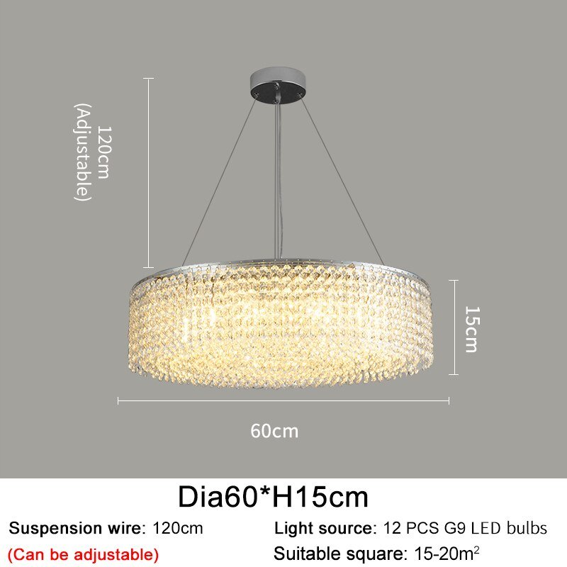 Modern Round Crystal Chandelier For Living Room Chrome Gold - ATY Home Decor