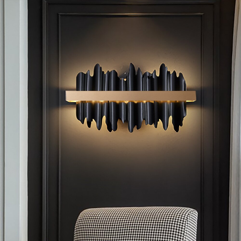Aplique de pared moderno, lámpara de pared negra dorada para mesita de noche, dormitorio, sala de estar, luz de pared, decoración del hogar de lujo, iluminación interior