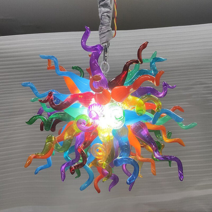 New Art Glass Chandeliers For Dining Room Creative Bright Colored Hand Blown Glass