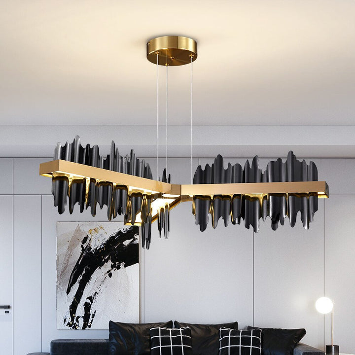 Modern Back Gold Iceberg Design LED Chandelier for Living Room, Dining Room or Kitchen Island