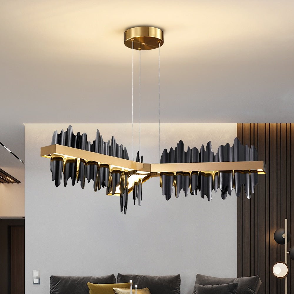 Modern Back Gold Iceberg Design LED Chandelier for Living Room, Dining Room or Kitchen Island