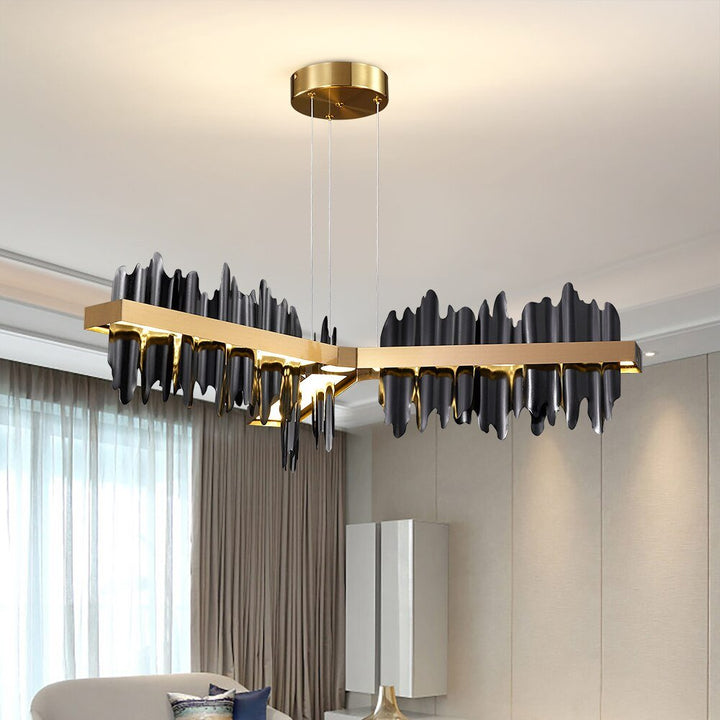 Modern Back Gold Iceberg Design LED Chandelier for Living Room, Dining Room or Kitchen Island