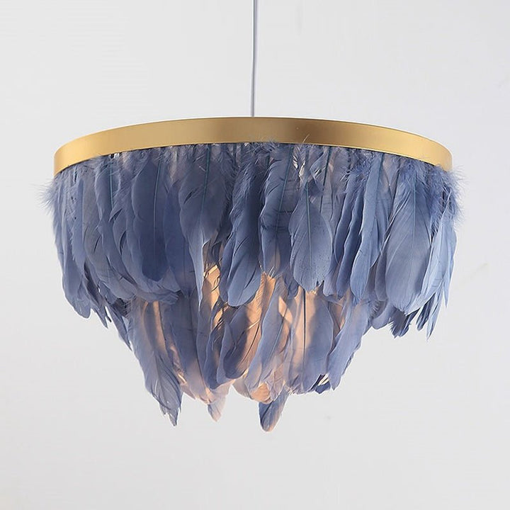 Nordic Feather Suspension Pendant Light Romantic Fairy Feather Pendant Lamp INS Feather Loft Ceiling Hanging Lighting