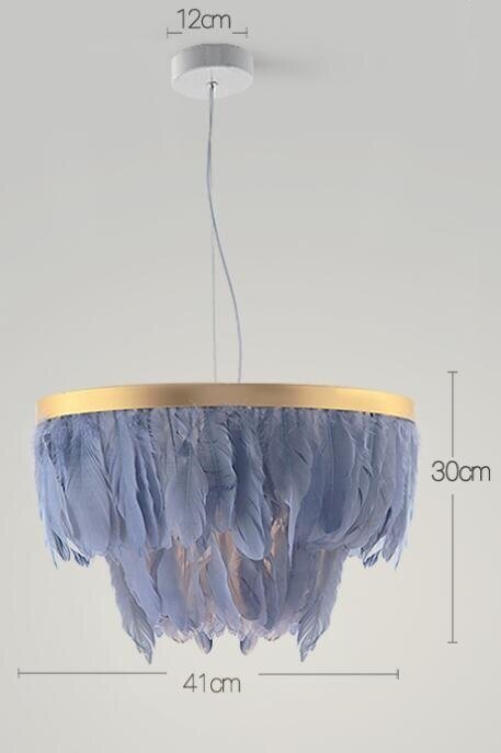 Nordic Feather Suspension Pendant Light Romantic Fairy Feather Pendant Lamp INS Feather Loft Ceiling Hanging Lighting