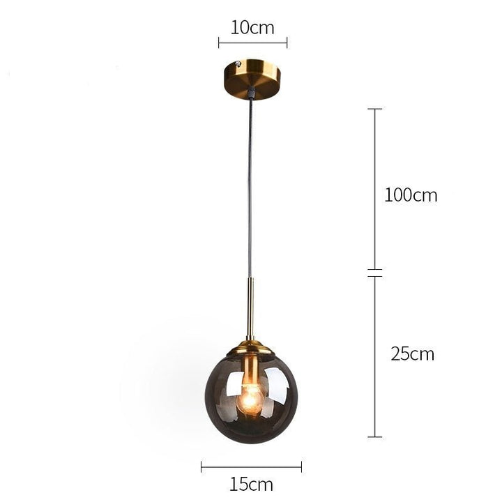 Nordic Pendant Dark Glass Gray Lights Hanglamp Bar Restaurant Bedroom Bedside Modern Glass Ball