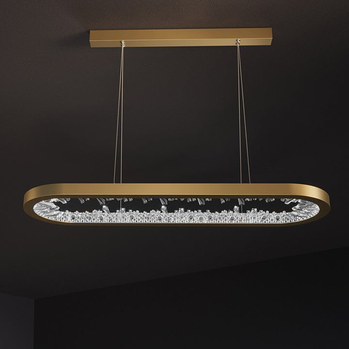 Oval Design Modern LED Chandelier Crystals Living Lighting Dimmable Dining Room Hanging Lamp