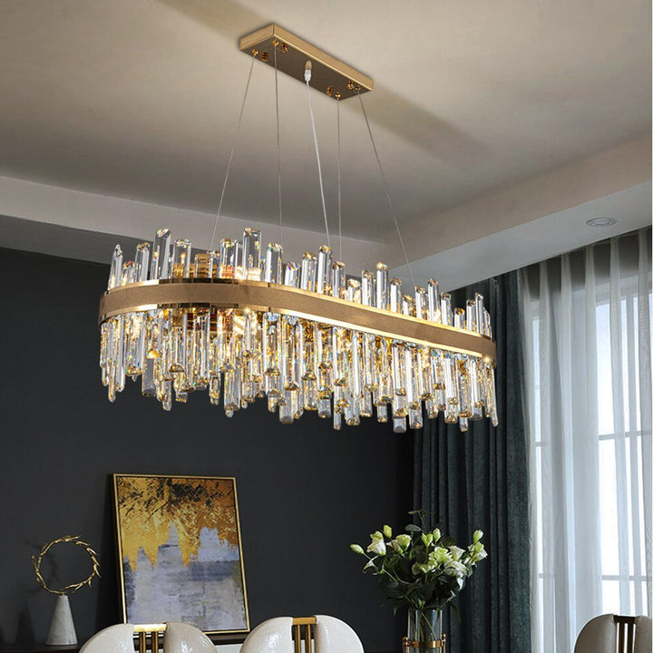 Oval Modern Crystal Chandelier For Dining Room Creative Design Gold Light Fixture  Lustre