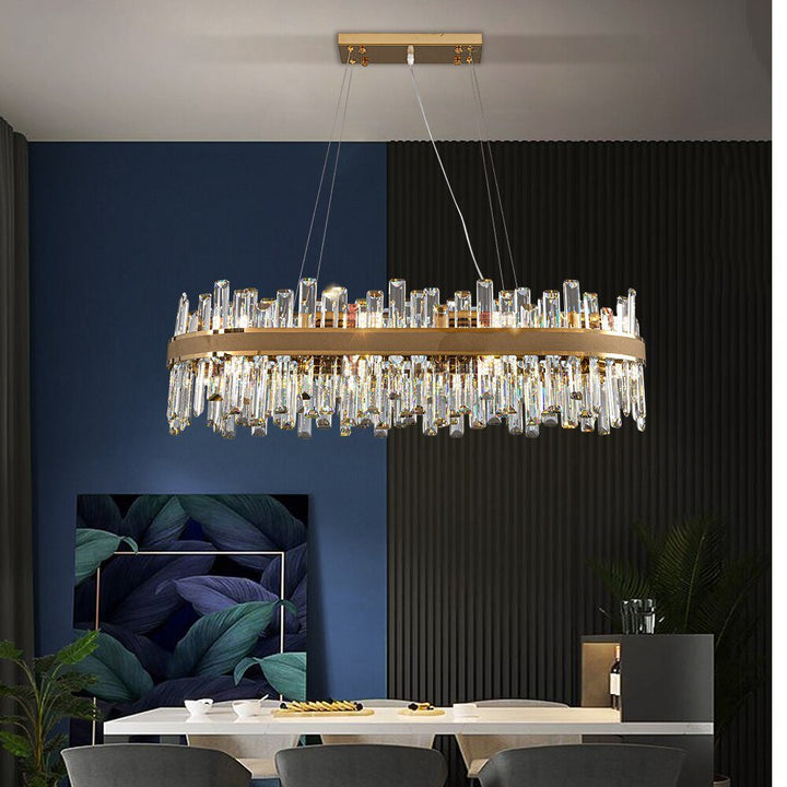 Oval Modern Crystal Chandelier For Dining Room Creative Design Gold Light Fixture  Lustre