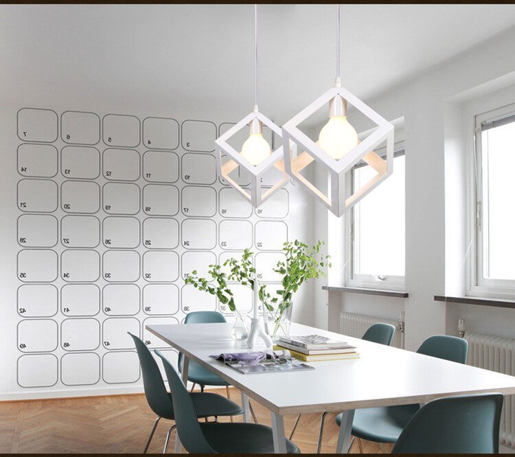 Pendant Lights Lamp, Modern Colorful Frame LED Kitchen Light Lamp Shade For Kitchen Island Luminair Restaurant Decoration