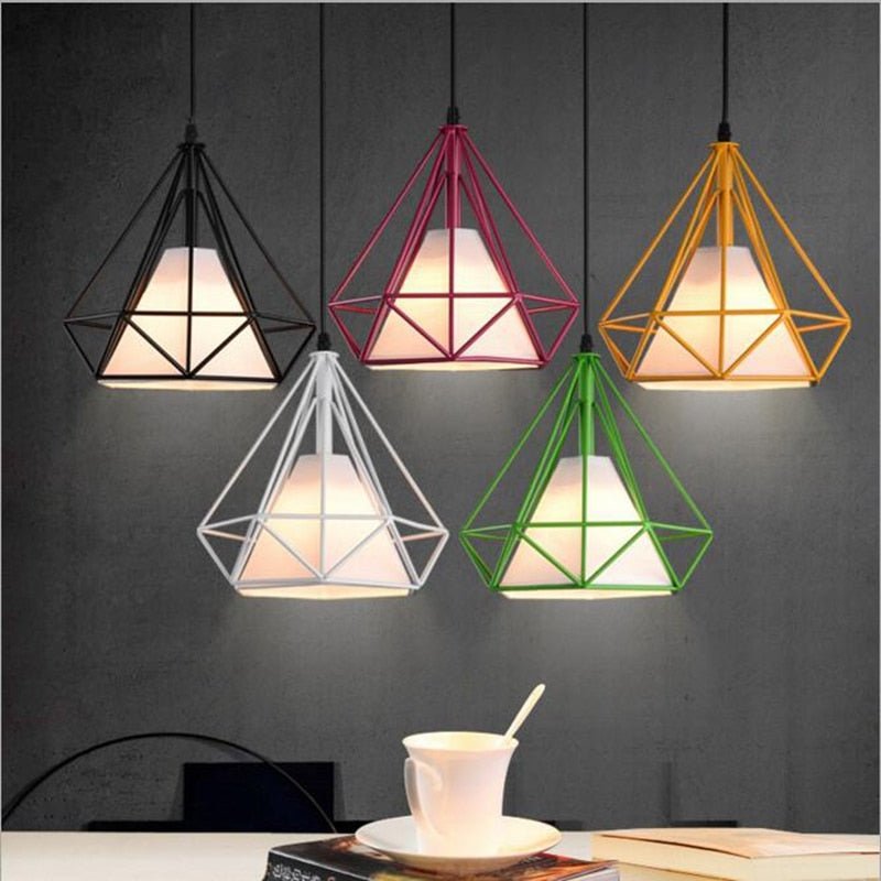 Pendant Lights, Modern Colorful Birdcage LED Kitchen Light Kitchen Island Hanging Lamp Frame Hanglamp Lighting Fixture