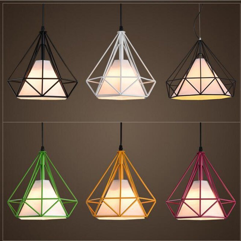 Pendant Lights, Modern Colorful Birdcage LED Kitchen Light Kitchen Island Hanging Lamp Frame Hanglamp Lighting Fixture