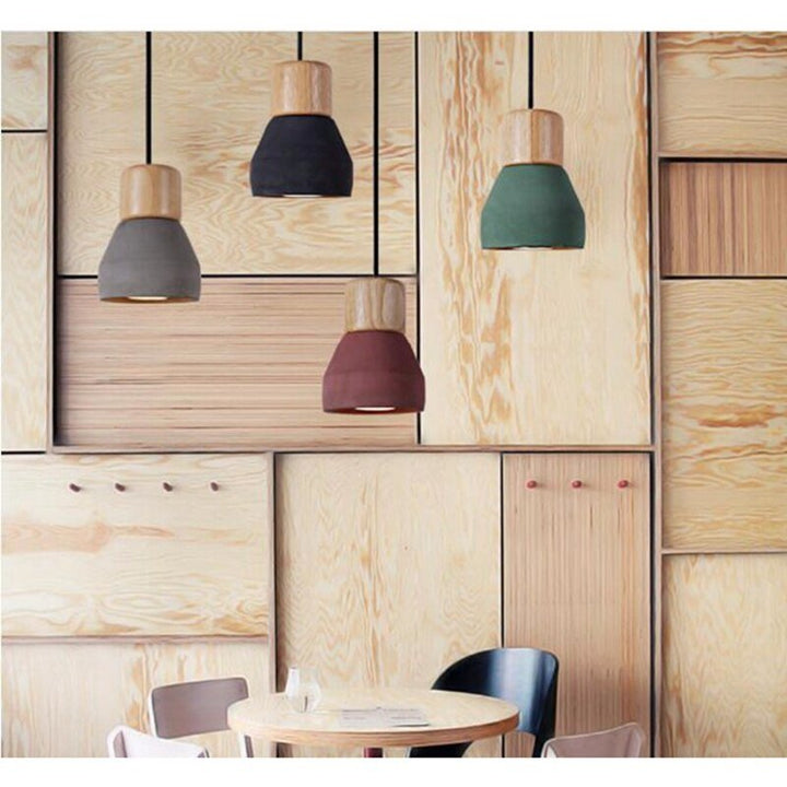 Pendant Lights Modern Fashion Ceiling Pendant Lamp Home Lighting Fixture, Wood Cement Hanglamp For Kitchen Dining Room