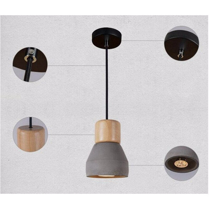 Pendant Lights Modern Fashion Ceiling Pendant Lamp Home Lighting Fixture, Wood Cement Hanglamp For Kitchen Dining Room