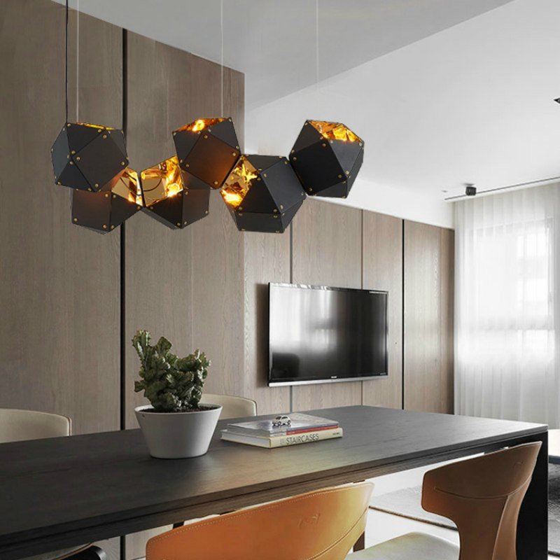 Postmodern Led Pendant Light Designer'S Lighting Restaurant Studio Metal Lamps Dna Creative Luminaire White Black Luster 