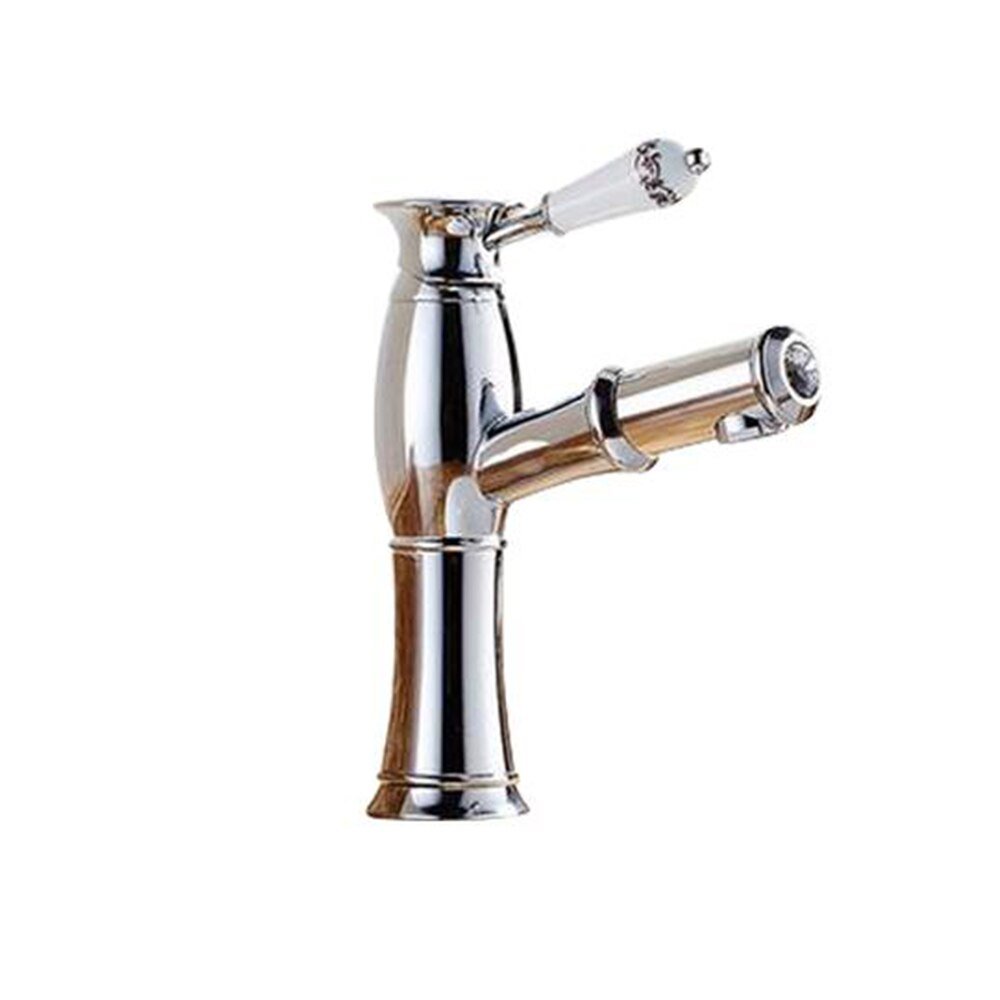 Pull Out Basin Sink Faucets Mixer Tap Brass Bathroom Antique Bronze Faucet Pull Out Modern Bath Black Gold Faucet ELF1201