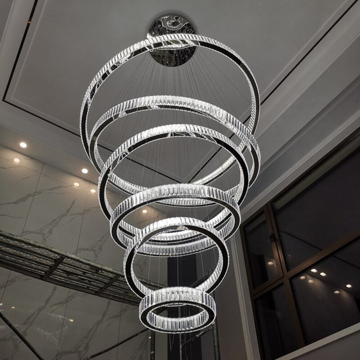 Rings Modern Led Chandelier For Living Room Luxury Staircase Modern Crystal Light Fixture Hall - ATY Home Decor