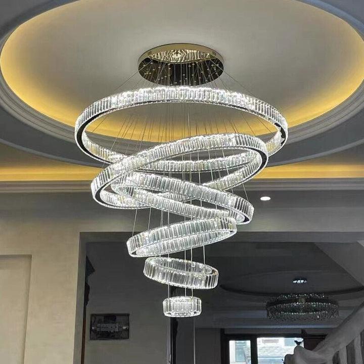 Rings Modern Led Chandelier For Living Room Luxury Staircase Modern Crystal Light Fixture Hall - ATY Home Decor