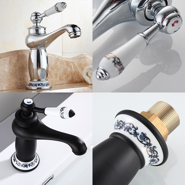 Single Handle Antique Bronze Finish Bathroom Faucet Brass Basin Sink Solid Brass Faucets  Water Mixer Taps Bath Crane