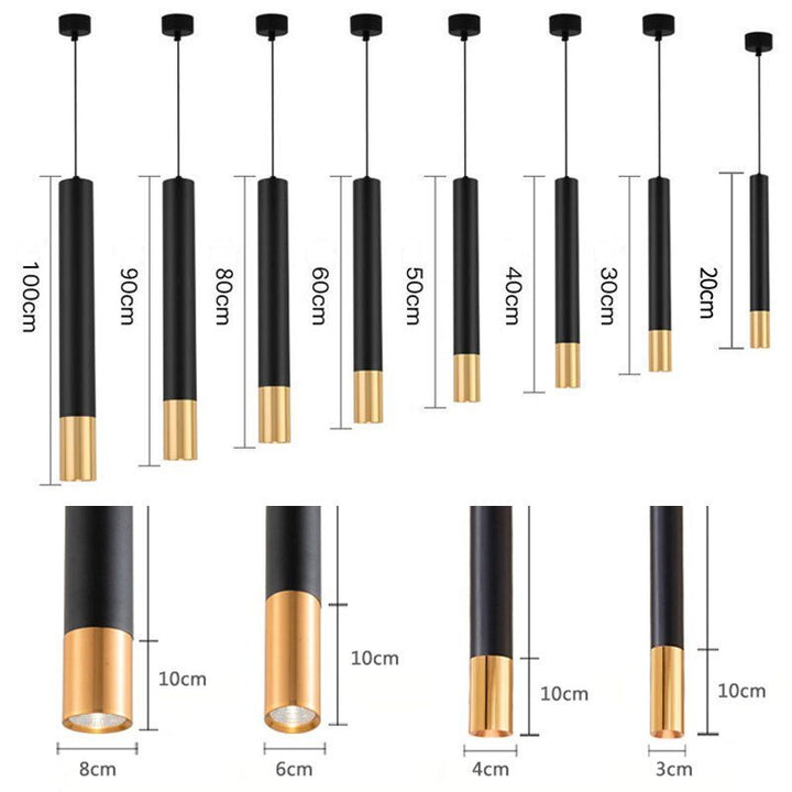 Un solo cabezal largo tubo colgante luces para bar restaurante escalera cocina isla Droplight LED