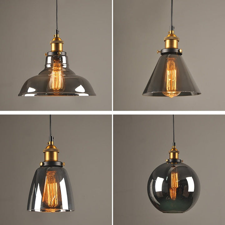 Smoky Glass Vintage Industrial Pendant Lights perfect for Lofts, and Retro Café Bar Dining