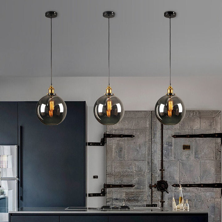 Smoky Glass Vintage Industrial Pendant Lights perfect for Lofts, and Retro Café Bar Dining