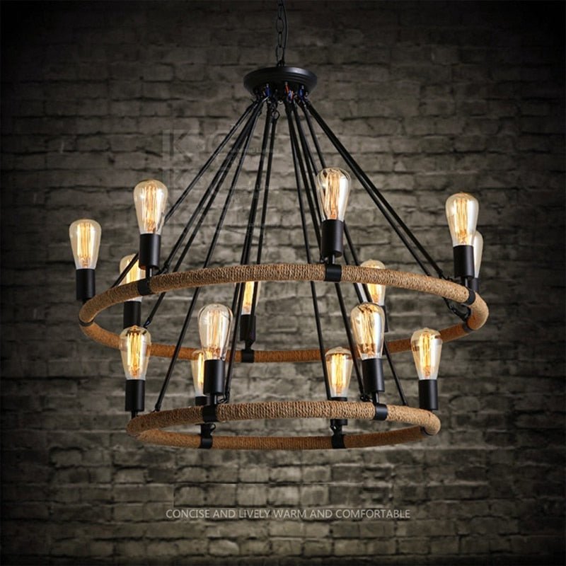 Vintage Chandelier Pendant Hanging Lighting Fixture Retro Loft Hang Lamp Light for Hotel Foyer Living Room Decoration Luminaire