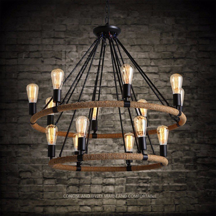 Vintage Chandelier Pendant Hanging Lighting Fixture Retro Loft Hang Lamp Light for Hotel Foyer Living Room Decoration Luminaire