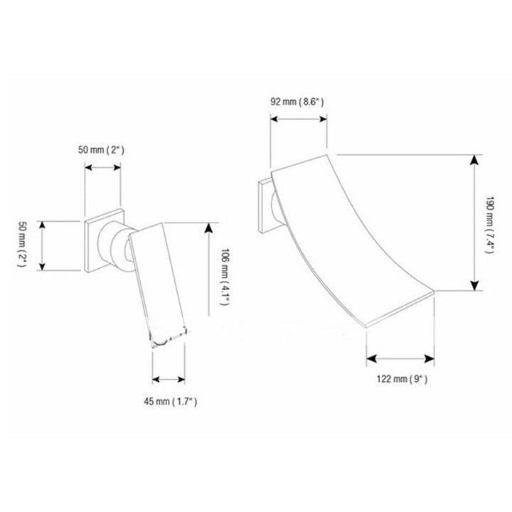 Waterfall Wall Mount Bathroom Faucet Single Handle Basin Mixer Tap Chrome Brass Spout Vanity Sink Spout Waterfall Faucets LT304