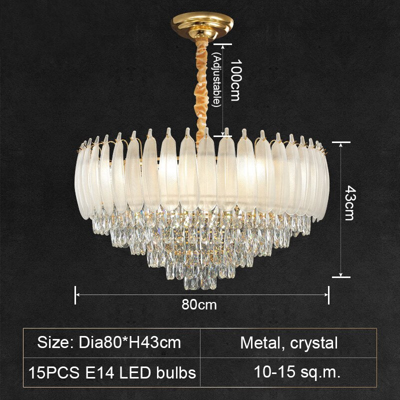 White Modern Living Room Crystal Chandelier - ATY Home Decor