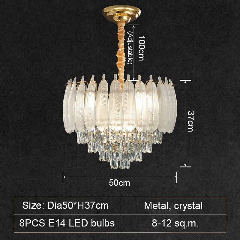White Modern Living Room Crystal Chandelier - ATY Home Decor