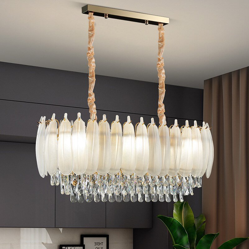 White Modern Living Room Crystal Chandelier - ATY Home Decor
