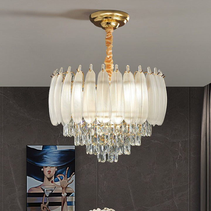 White Modern Living Room Crystal Chandelier - ATY Home Decor