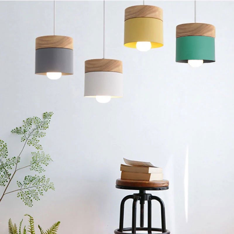 Wooden Nordic Simplicity LED E27 Pendant light Modern Hanging Lights